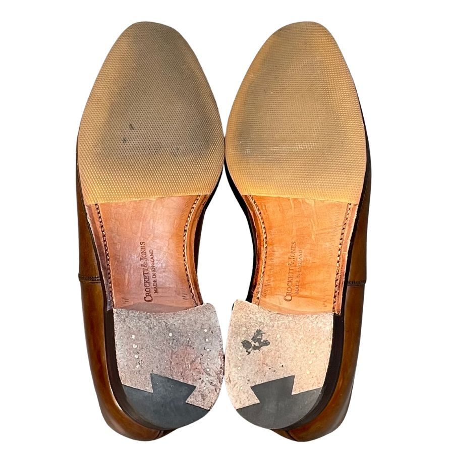 クロケット&ジョーンズ レザーシューズ ケント ストレートチップ カーフ サイズ6.5E ブラウン CROCKETT&JONES ビジネスシューズ 約25.5cm【LA】【中古】
