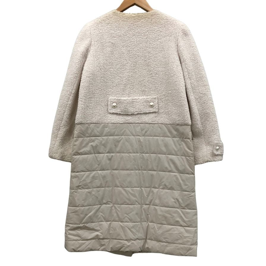 中古◆ルネ ノーカラーコート ボア 切替 ピンク系サイズ36 Rene 【AFA6】