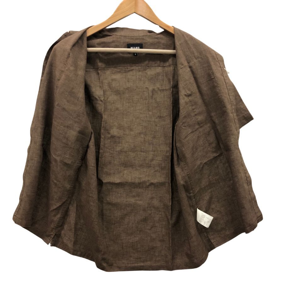 極美品◆ビームス 半袖リネンシャツ ブラウン系 Sサイズ 11-01-1290-457-28-16 BEAMS 【AFB42】