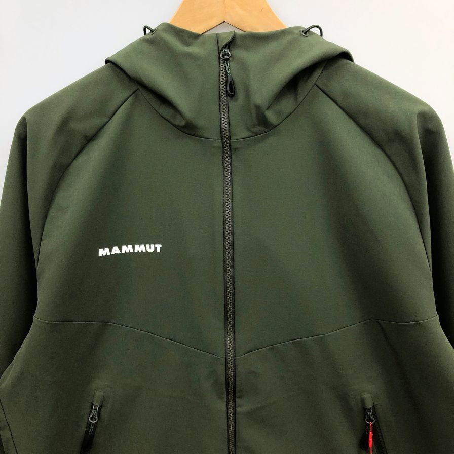 新品同様◆マムート マクーン ソフトシェル フーデッド ジャケット メンズ カーキ サイズ M MAMMUT 【AFB8】