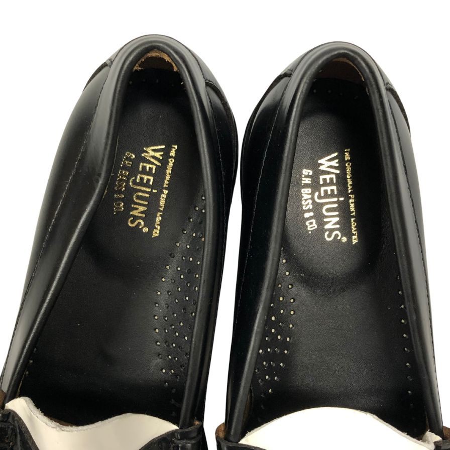 ジーエイチバス ローファー ウィージャンズ ラーソン サイズ7.5 メンズ ブラック ホワイト G.H.Bass&Co. WEEJUNS LARSON ローファー 約26.0cm【LA】【中古】