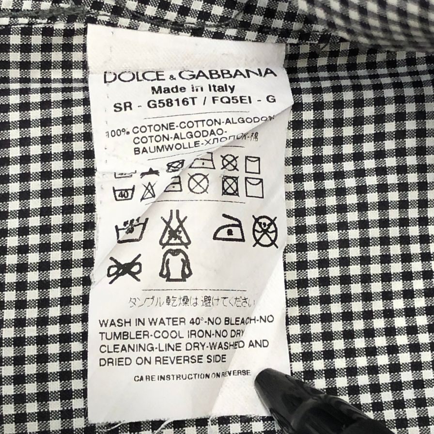 極美品◆ドルチェ&ガッバーナ 長袖シャツ GOLD ギンガムチェック メンズ サイズ41 DOLCE & GABBANA 【AFB38】