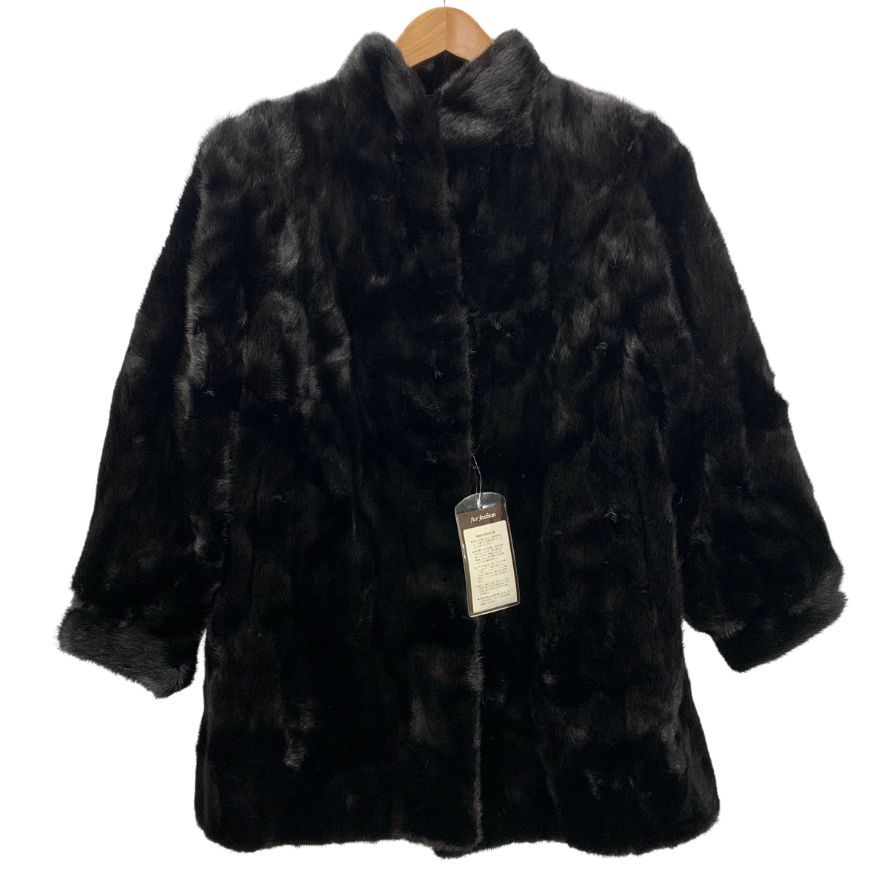 未使用◆アメリカン ファー アワード ミンクコート 本毛皮 ハーフ丈 フックボタン ブラック レディース サイズ13 ☆4 THE AMERICAN FUR AWARDS AMERICAN ULTRA 【AFA10】