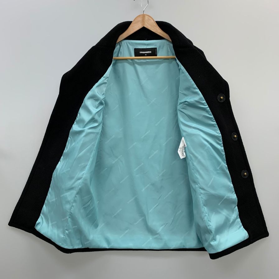 極美品◆ディースクエアード Aライン コート ビッグ ビジューボタンレディース サイズ42 ブラック Dsquared2 【AFA18】