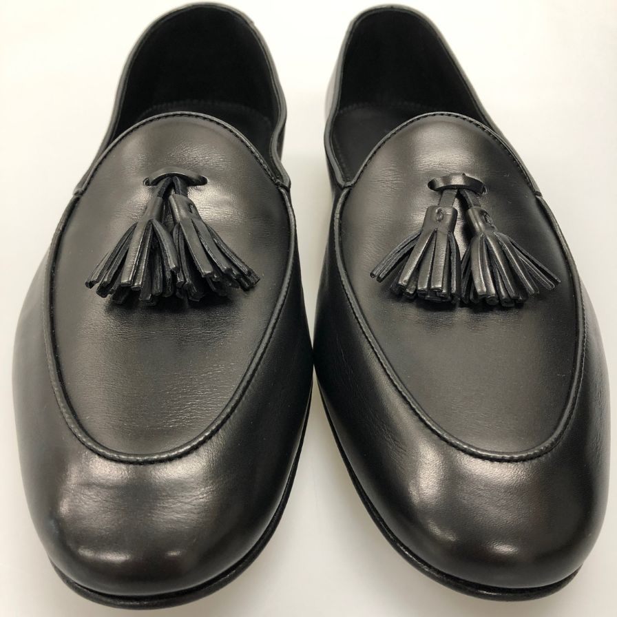 マノロブラニク タッセルローファー ブラック サイズ9 MANOLO BLAHNIK 約27.5cm【AFD5】