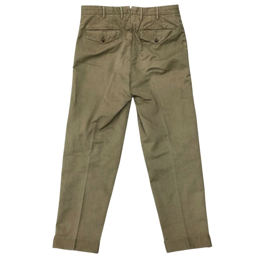 ピーティーゼロウーノ トラウザー コットン ヘリンボーン CARROT FIT ベージュ メンズ サイズ48 PT01【】