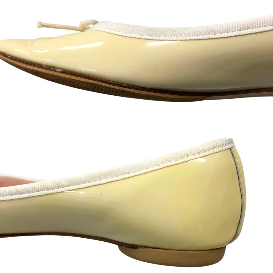 レペット バレェシューズ パテントレザー リボン アイボリー レディース サイズ37 repetto 約23.5cm【AFC7】
