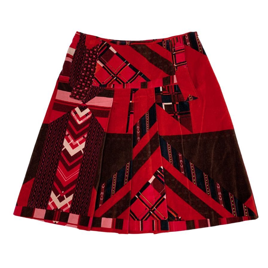ケンゾー スカート 総柄 コットン ひざ丈 ペチコート レッド レディース サイズ38 KENZO【AFB49】