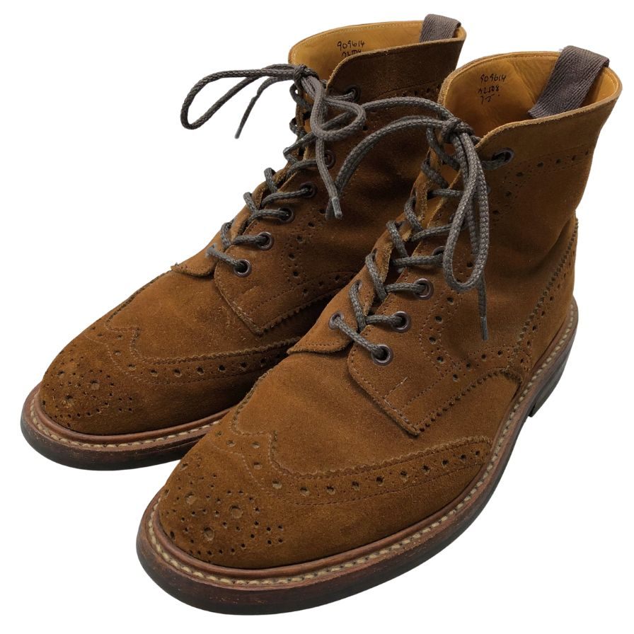 トリッカーズ カントリーブーツ 2508 モールトン スエード サイズUK7 ブラウン Tricker`s ブーツ 約25.5cm【LA】【中古】