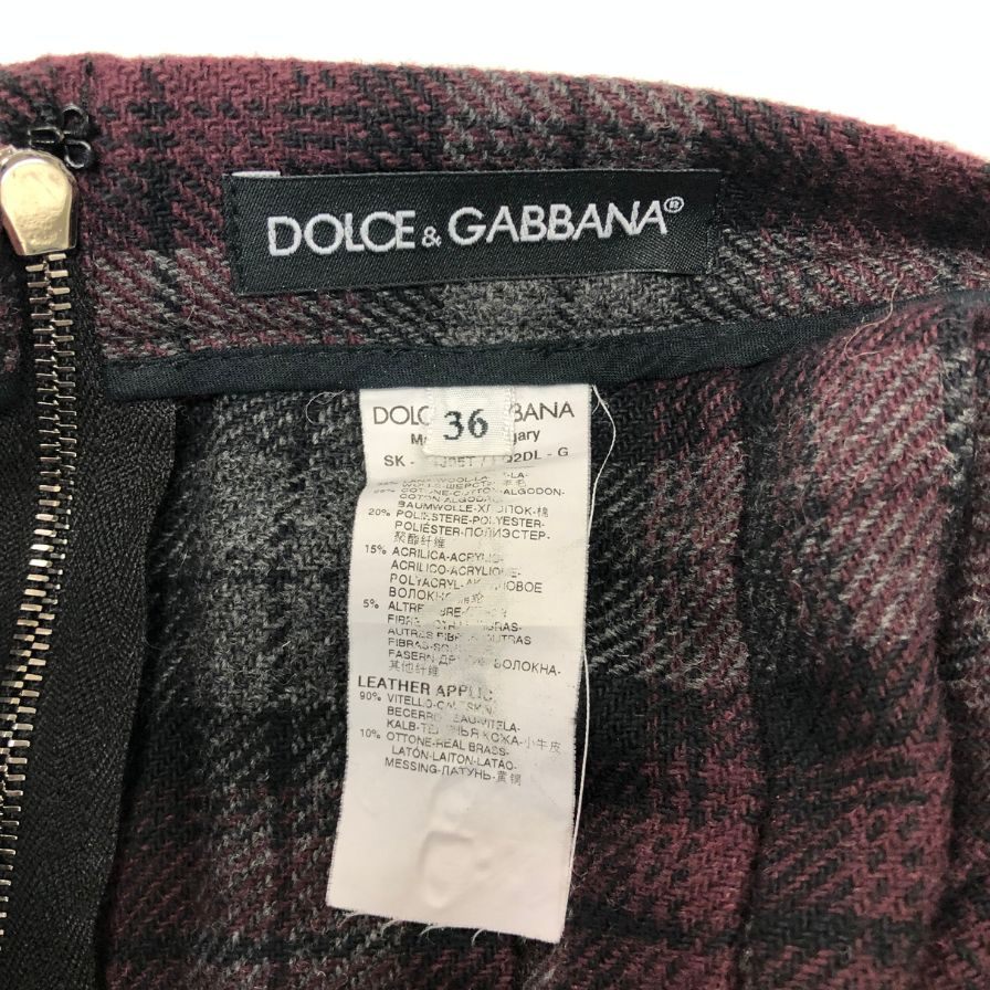 ドルチェ&ガッバーナ ニットスカート チェック柄 レディース サイズ36 レッド×ブラック Dolce & Gabbana【AFB34】