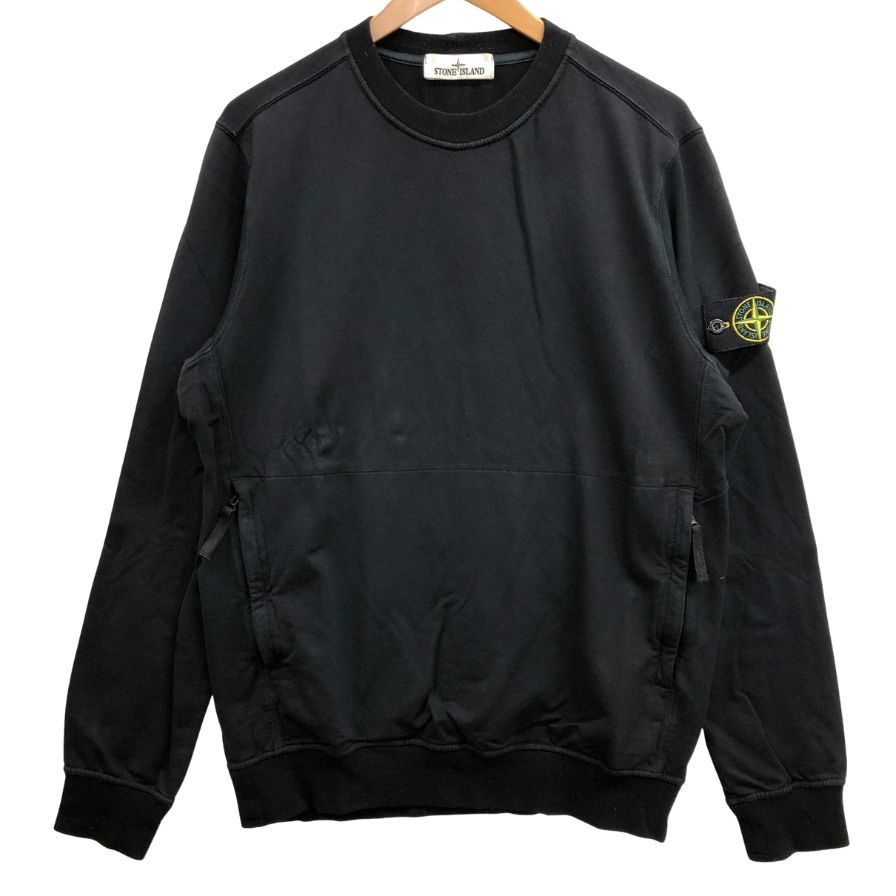 中古◆ストーンアイランド Tシャツ ロング ロンT ワンポイント クルーネック ブラック サイズM メンズ STONE ISLAND 【AFB34】