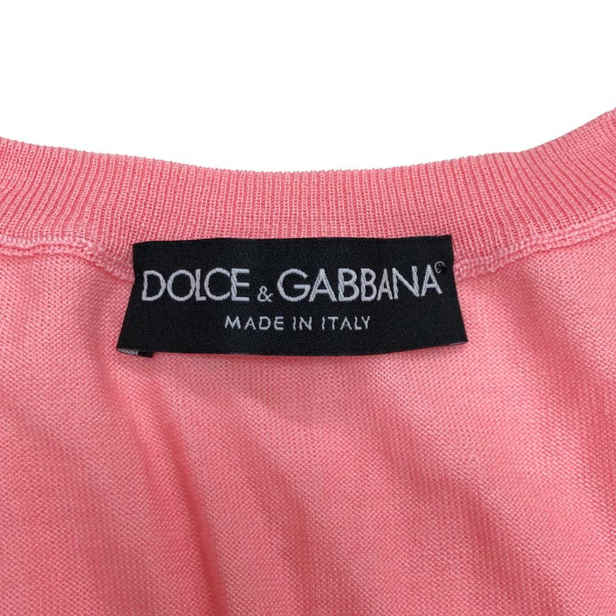 極美品◆ドルチェ&ガッバーナ 半袖トップス レディース カシミア70% シルク30% サイズ44 ピンク DOLCE&GABBANA 【AFB44】