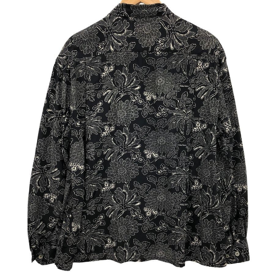 美品◆オアスロウ シャツ オンリーアーク別注 長袖 レーヨン 総柄 ブラック メンズ サイズ3 orSlow ONLY ARK 【AFB42】