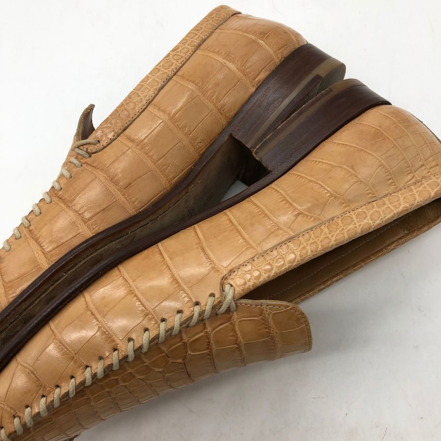 ジョルジオ アルマーニ スリッポン クロコ型押し ライトブラウン メンズ サイズ40.5 Giorgio Armani 約25.5cm【AFC43】