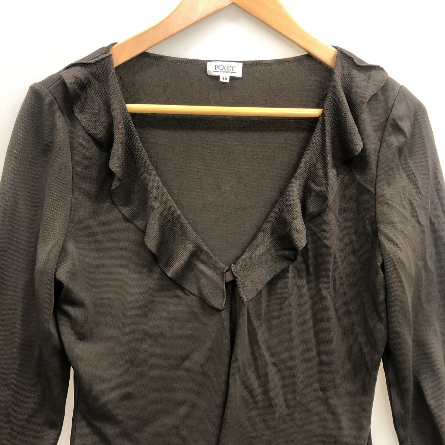 美品◆フォクシーブティック ボレロカーディガン ダークブラウン サイズ40 23544-ANMA141-2 FOXEY BOUTIQUE 【AFB11】