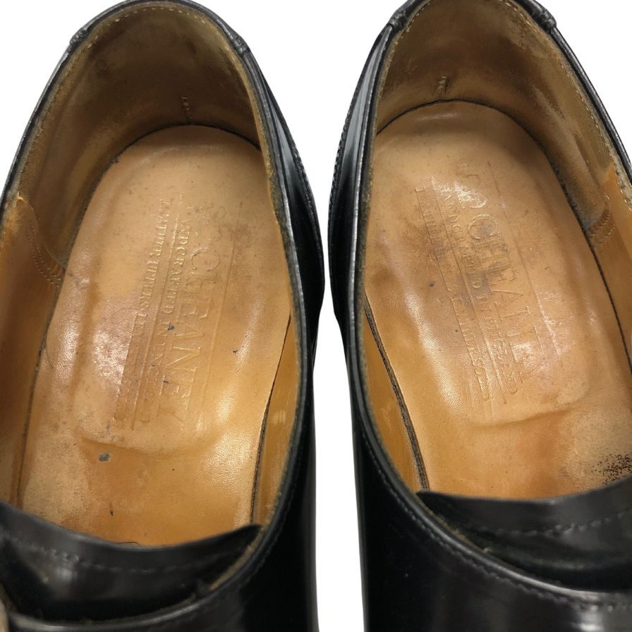 中古◆チーニー レザーシューズ シングルストラップ メンズ サイズ7.5 ブラック CHEANEY【AFC43】
