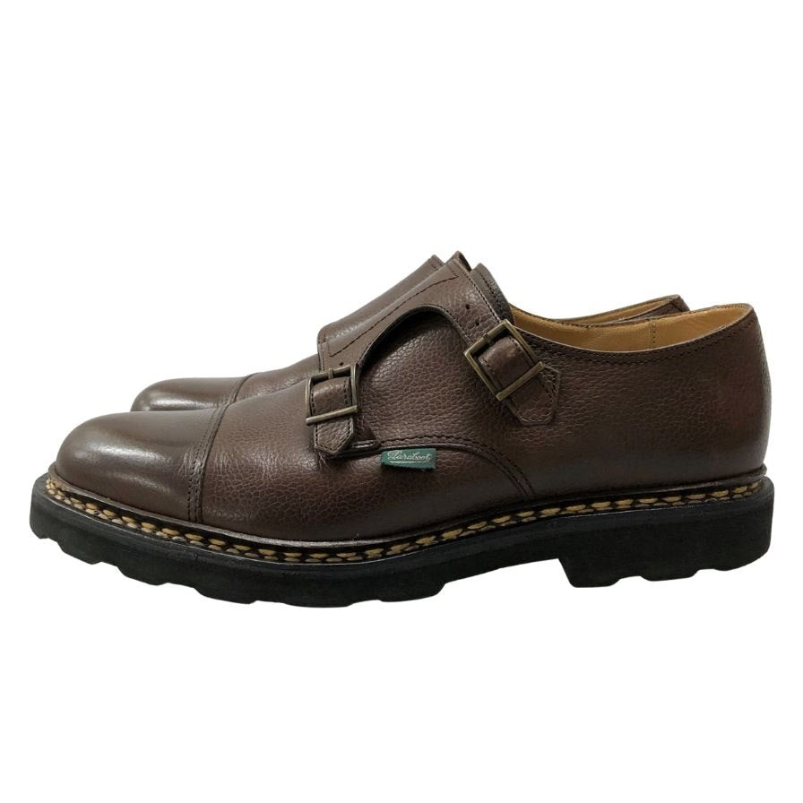 パラブーツ レザーシューズ ダブルモンク ウィリアム グレインカーフ メンズ サイズ8 ブラウン Paraboot WILLIAM ビジネスシューズ 約26.5cm【LA】【中古】
