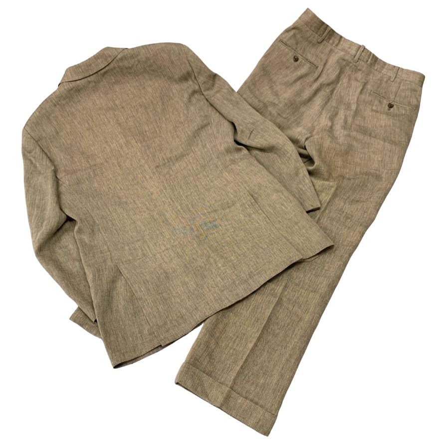 ポロ ラルフローレン セットアップ スーツ 3Bジャケット サイドベンツ リネン ウール ベージュ メンズ サイズA7 POLO RALPH LAUREN