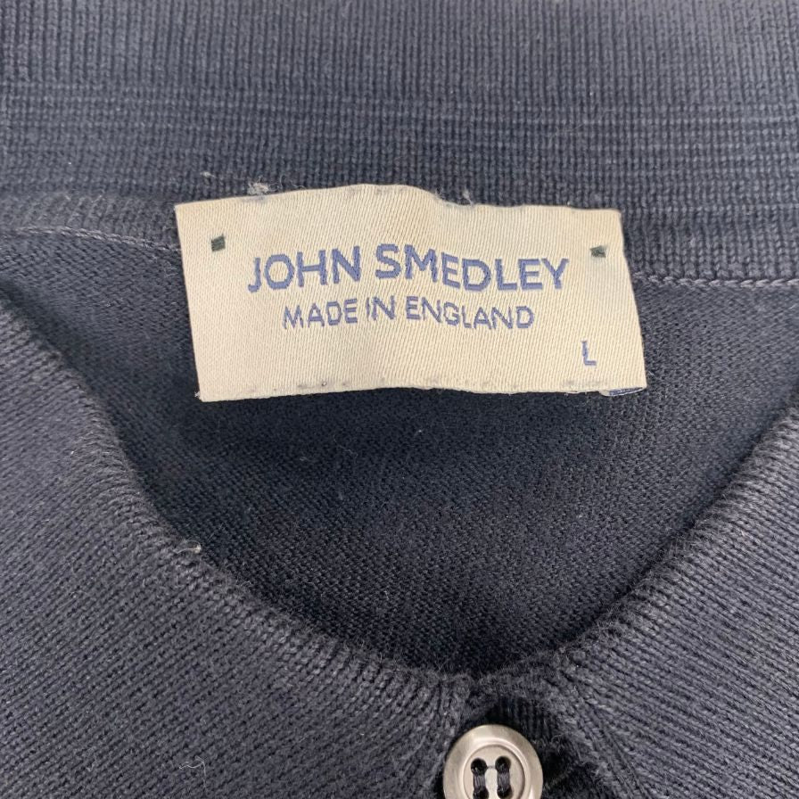中古◆ジョンスメドレー 半袖ニットポロ ネイビー メンズ サイズL JOHN SMEDLEY 【AFB29】