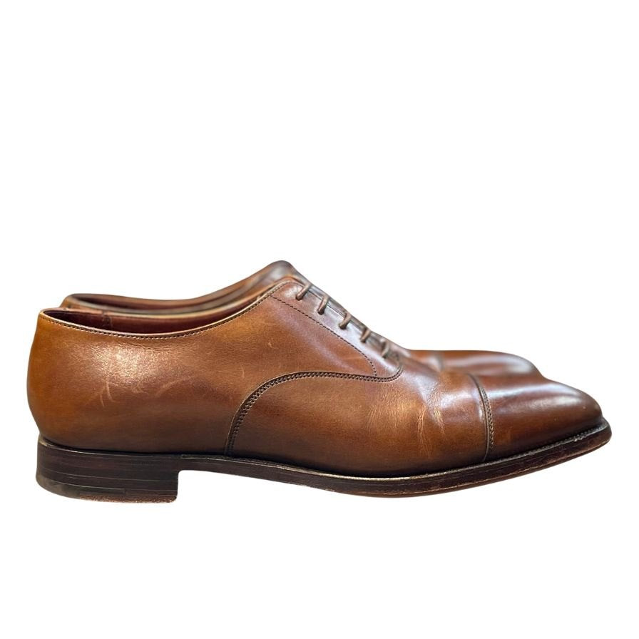 クロケット&ジョーンズ レザーシューズ ケント ストレートチップ カーフ サイズ6.5E ブラウン CROCKETT&JONES ビジネスシューズ 約25.5cm【LA】【中古】