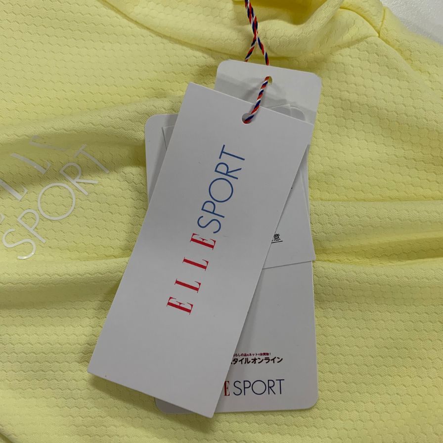 新品同様◆エルスポーツ Tシャツ ハーフジップ イエロー系 レディース サイズM ELLE SPORTS 【AFB21】