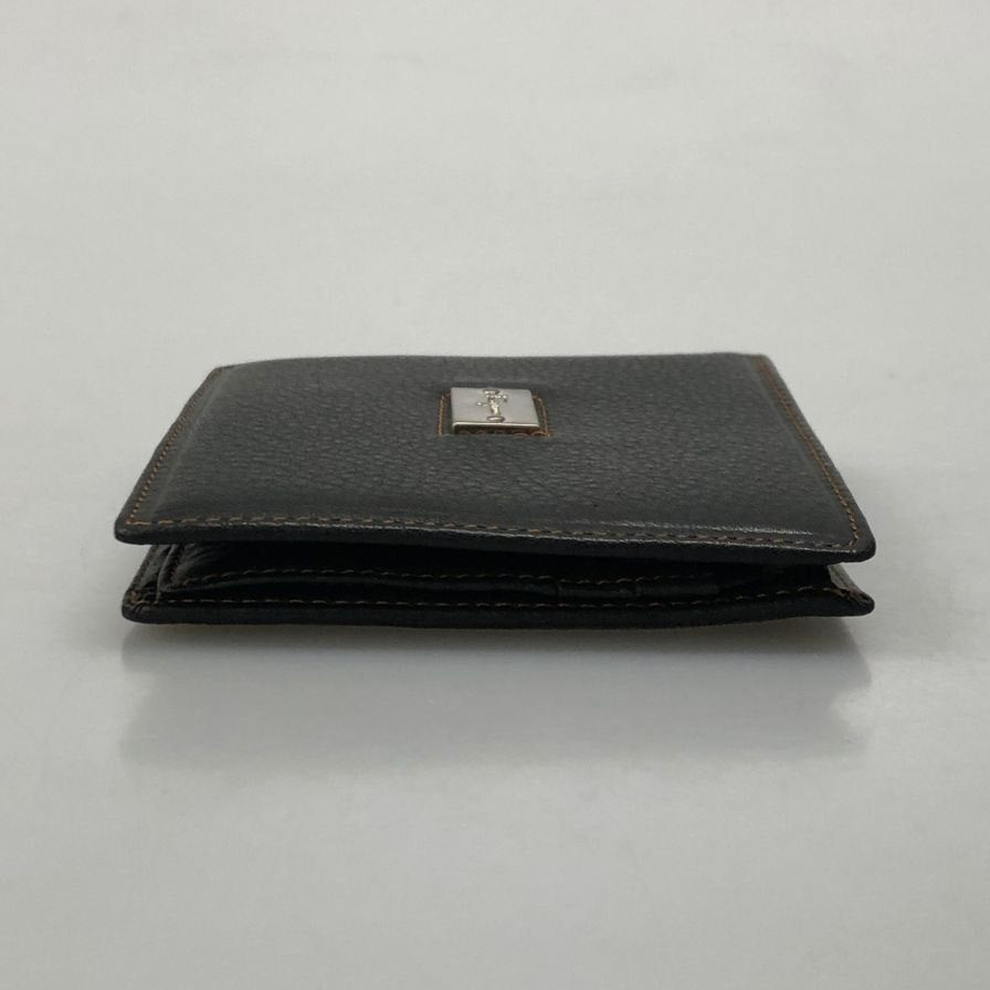 サルバトーレ フェラガモ レザー 二つ折り財布 札入れ シボ ブラック Salvatore Ferragamo【AFI19】