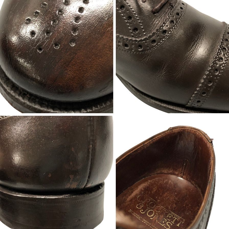 クロケット&ジョーンズ セミブローグシューズ コベントリー レザー メンズ ダークブラウン サイズUK8.5E 341ラスト CROCKETT&JONES COVENTRY ビジネスシューズ 約27.0cm【LA】【中古】