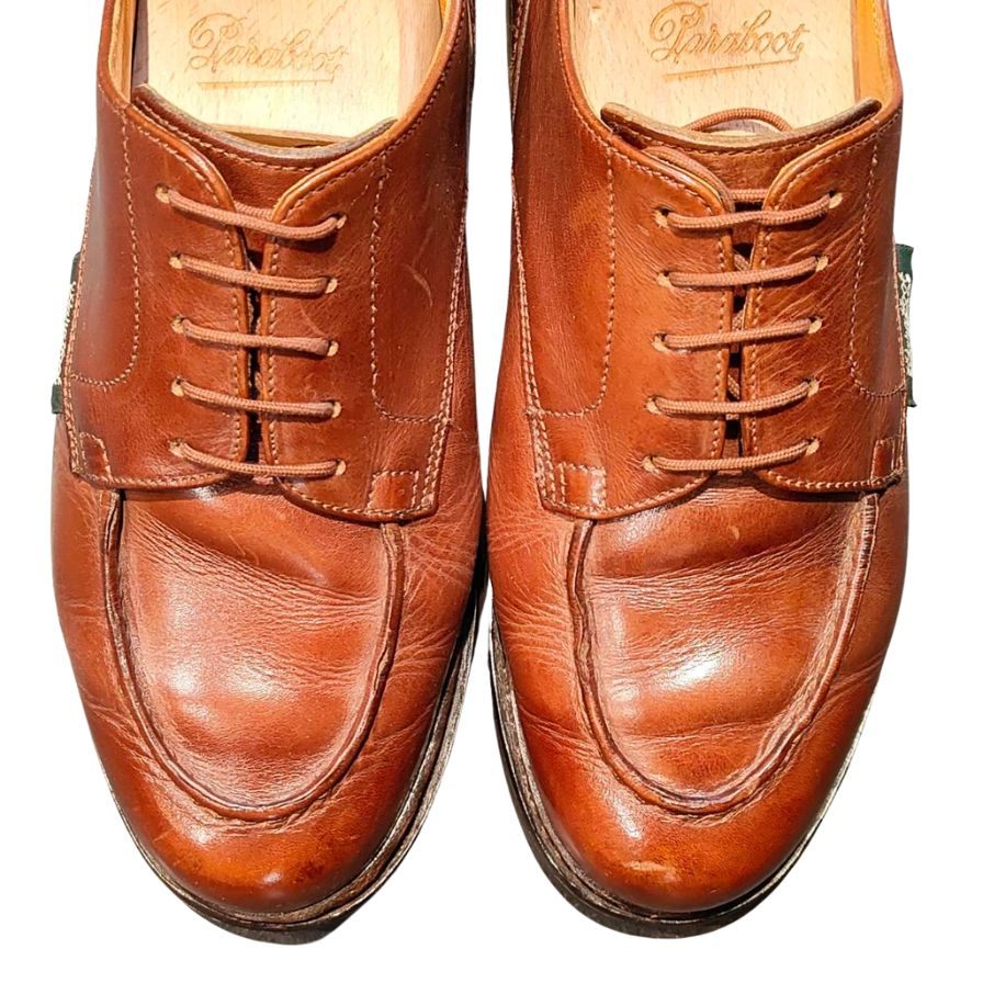 パラブーツ レザーシューズ デカタグ シャンボード 1994年製 Uチップ カーフ ブラウン メンズ サイズ6 Paraboot CHAMBORD ビジネスシューズ 約25.0cm【LA】【中古】