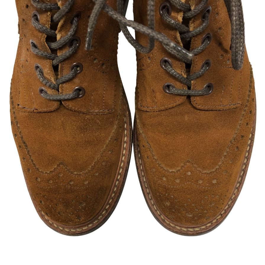 トリッカーズ カントリーブーツ 2508 モールトン スエード サイズUK7 ブラウン Tricker`s ブーツ 約25.5cm【LA】【中古】