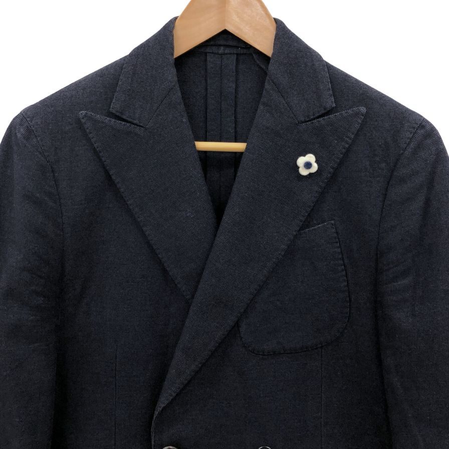 美品◆ラルディーニ テーラードジャケット ダブル ウール メンズ ブラック サイズ42 LARDINI 【AFB47】