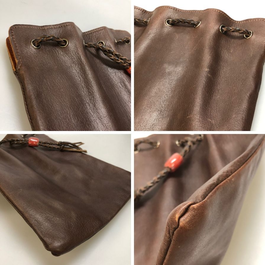 シュガー レザーバッグ 巾着型 ブラウン系 クラフトレザー SUGAR【AFE3】