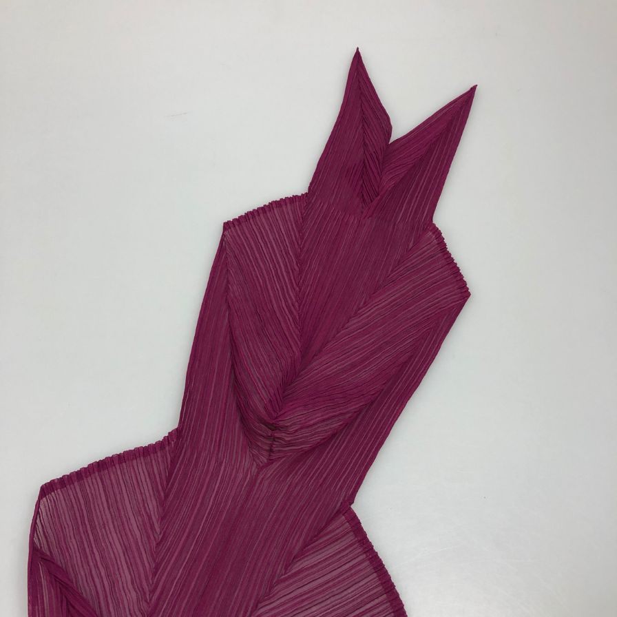 プリーツプリーツ イッセイミヤケ ストール プリーツ 加工 ポリエステル タグ欠損 パープル PLEATS PLEASE ISSEY MIYAKE【AFB49】