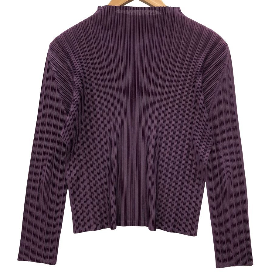 極美品◆イッセイミヤケ プリーツプリーズ 長袖ニット PP33FK333 パープル サイズ3 ISSEY MIYAKE PLEATS PLEASE 【AFB44】