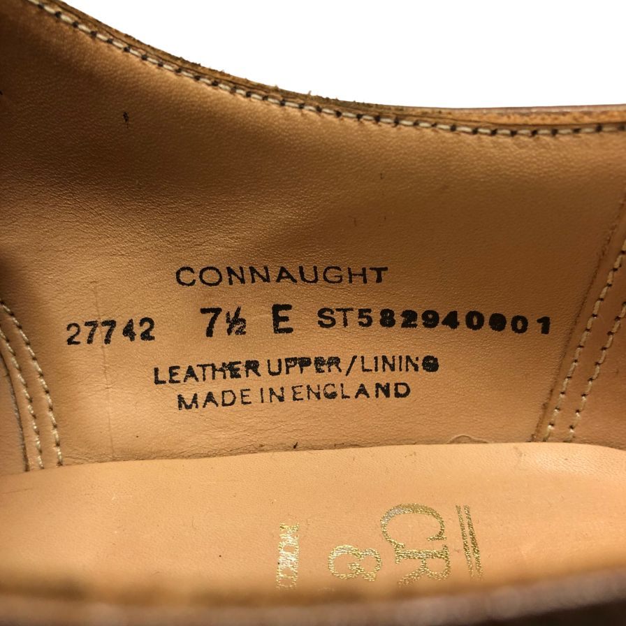 クロケット&ジョーンズ レザーシューズ 内羽根 ストレートチップ コノート 236ラスト メンズ ブラウン サイズ7.5E CROCKETT&JONES CONNAUGHT ビジネスシューズ 約26.0cm【LA】【中古】