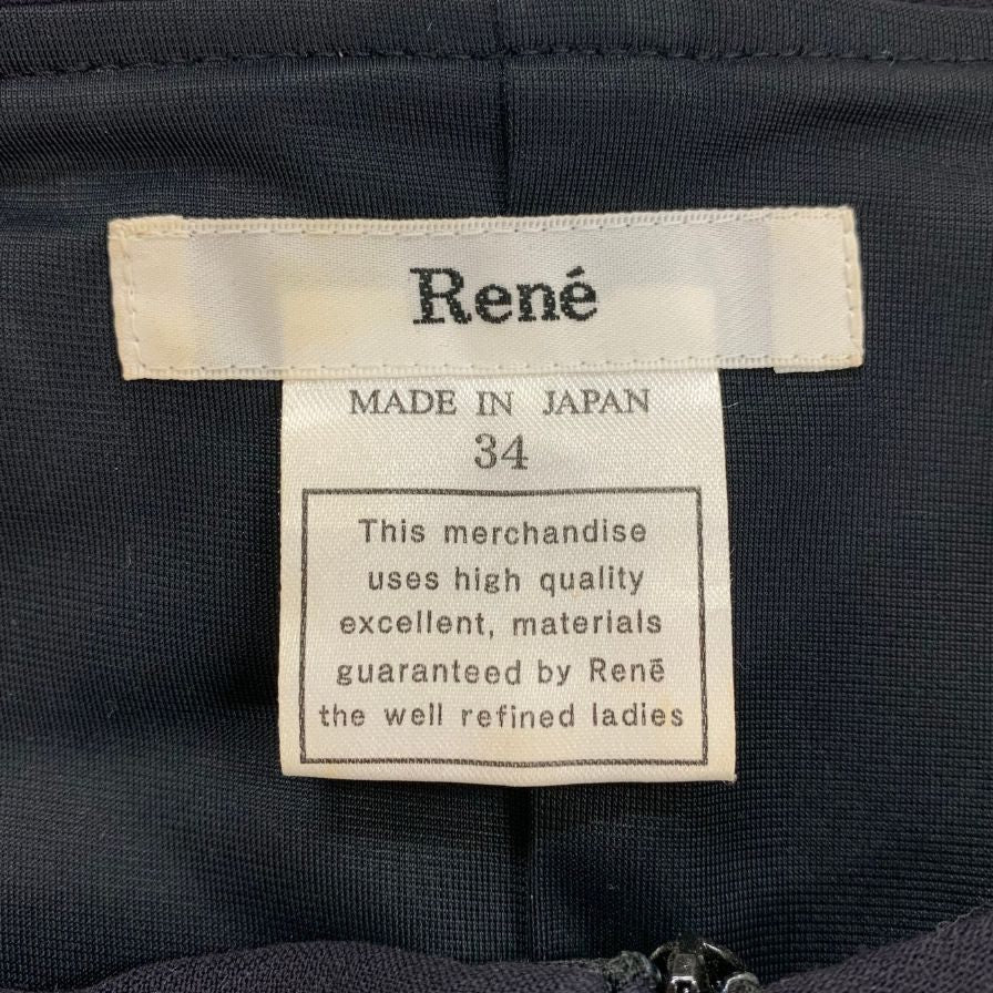 中古◆ルネ ノースリーブワンピース フラワーボタン ネイビー レディース サイズ34 Rene 【AFB39】