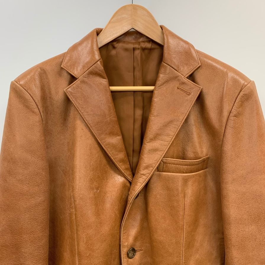 中古◆シーブリュームス レザージャケット ハーフコート 3B シングル 牛皮 サイズ38 メンズ ブラウン系 C.brumes 【AFG1】