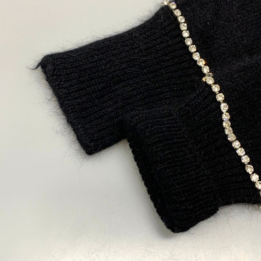 中古◆アンナレイチェル ラインストーン付きニット セーター ブラック サイズL レディース ANNA RACHELE made in italy 【AFB33】