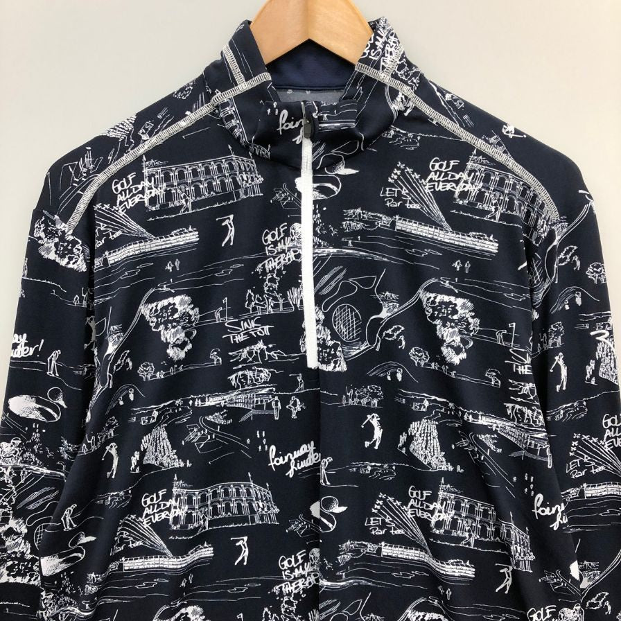 新品同様◆シェルボ Tシャツ ロングスリーブ 総柄 ブラック系 メンズ サイズ48 CHERVO 【AFB5】