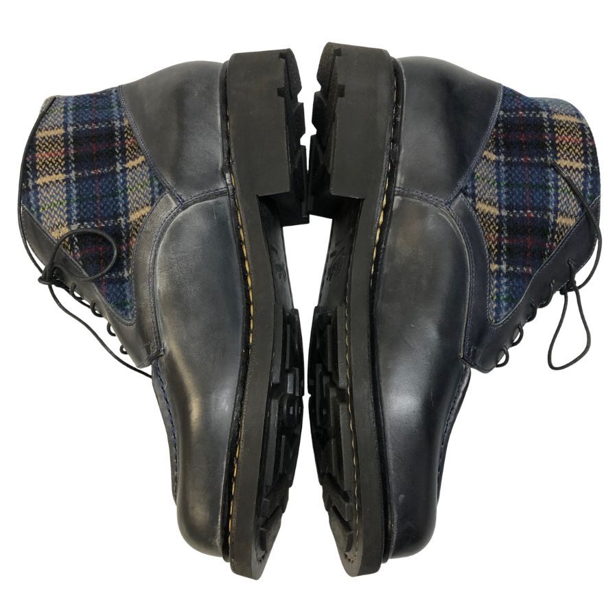 パラブーツ レザーブーツ リスレザー チェック コンビ ウール ツイード ネイビー メンズ サイズ8 PARABOOT ブーツ 約27.0cm【LA】【中古】