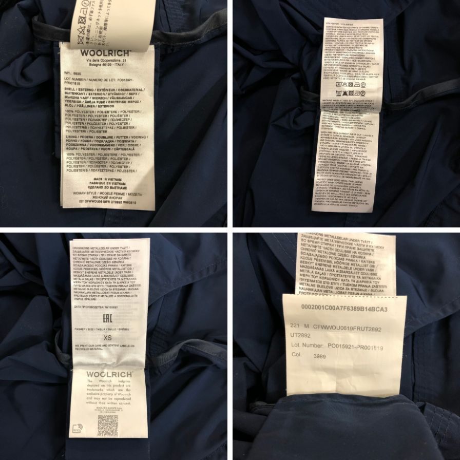 美品◆ウールリッチ ナイロンジャケット ネイビー レディース サイズXS WWOU0619 WOOLRICH 【AFB25】