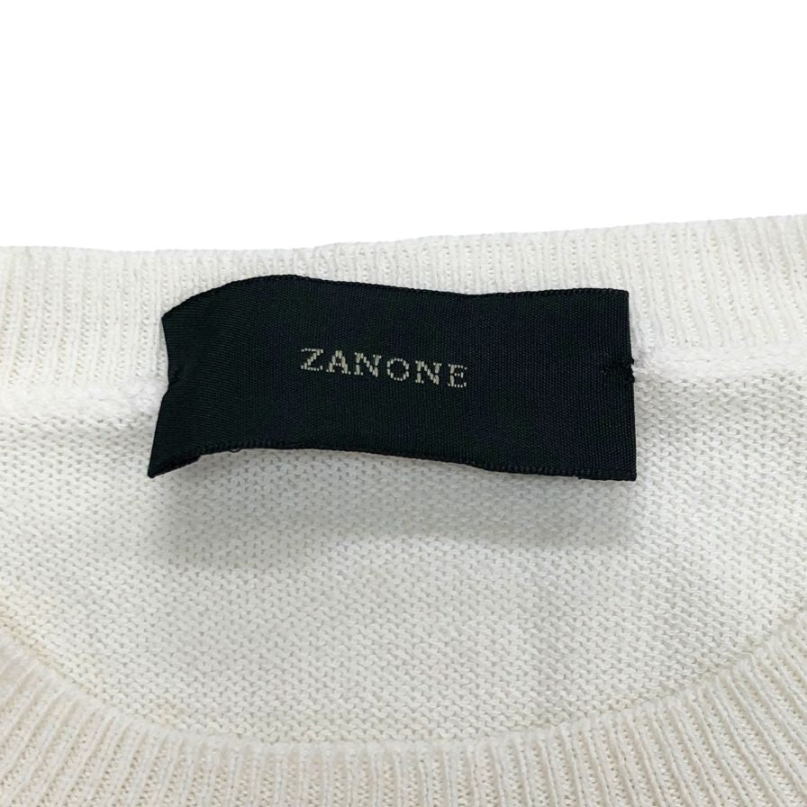 美品◆ザノーネ クルーネック ニット コットン ホワイト サイズ48 ZANONE 【AFB16】
