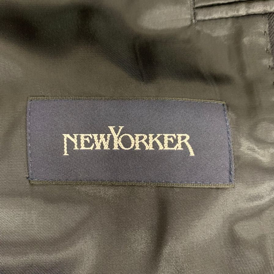 美品◆ニューヨーカー テーラードジャケット 2B シングル 金ボタン ウール ネイビー メンズ サイズA6 NEWYORKER 【AFB38】