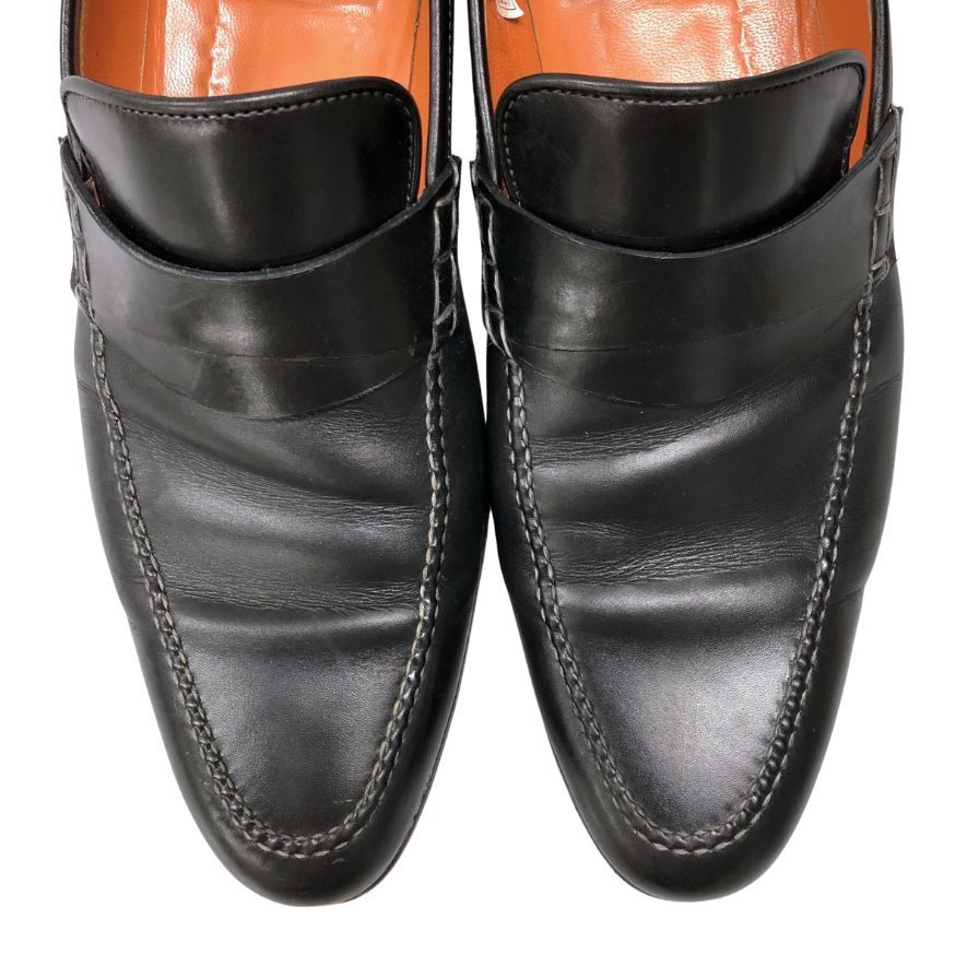 サントーニ レザーシューズ ローファー 12986 ブラック サイズUK7.5 Santoni 約26.5cm【AFC44】