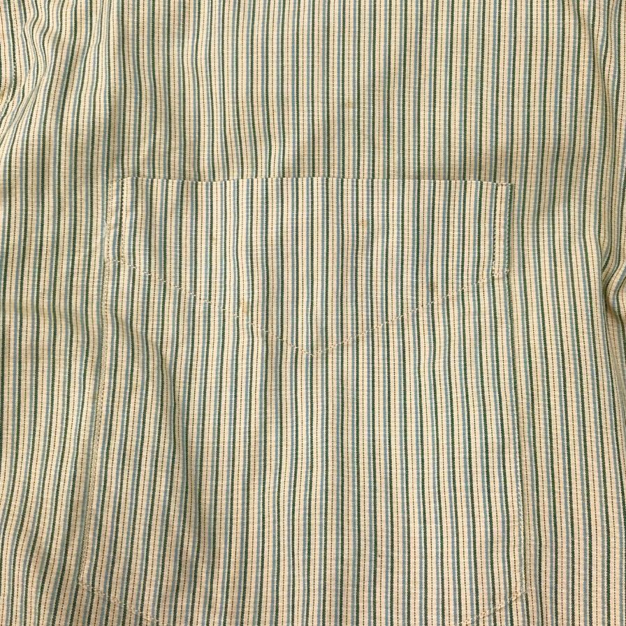 中古◆ダブルアールエル ラルフローレン 90S ストライプシャツ 三ツ星タグ ベージュ サイズM メンズ RRL RALPH LAUREN 【AFB37】