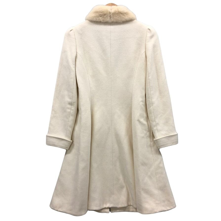 極美品◆ルネ 6338090 ロングウールコート ミンク襟 ホワイト レディース サイズ36 Rene 【AFA3】