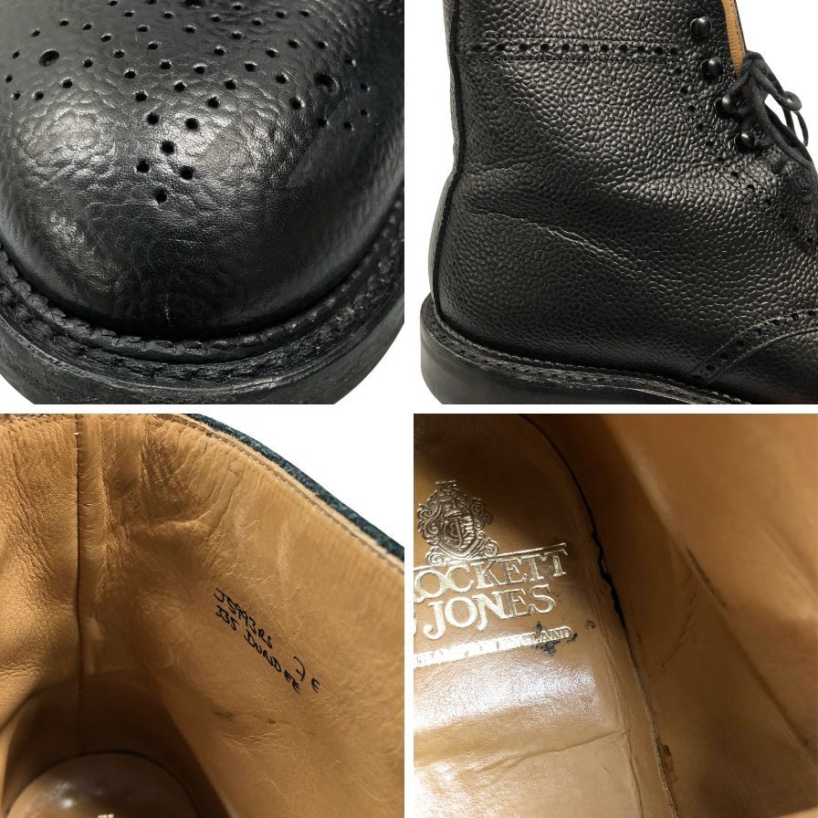 クロケット&ジョーンズ カントリーブーツ ダンディー 335ラスト グレインレザー メダリオン ブラック メンズ サイズ7E CROCKETT&JONES DUNDEE ブーツ 約26.0cm【LA】【中古】