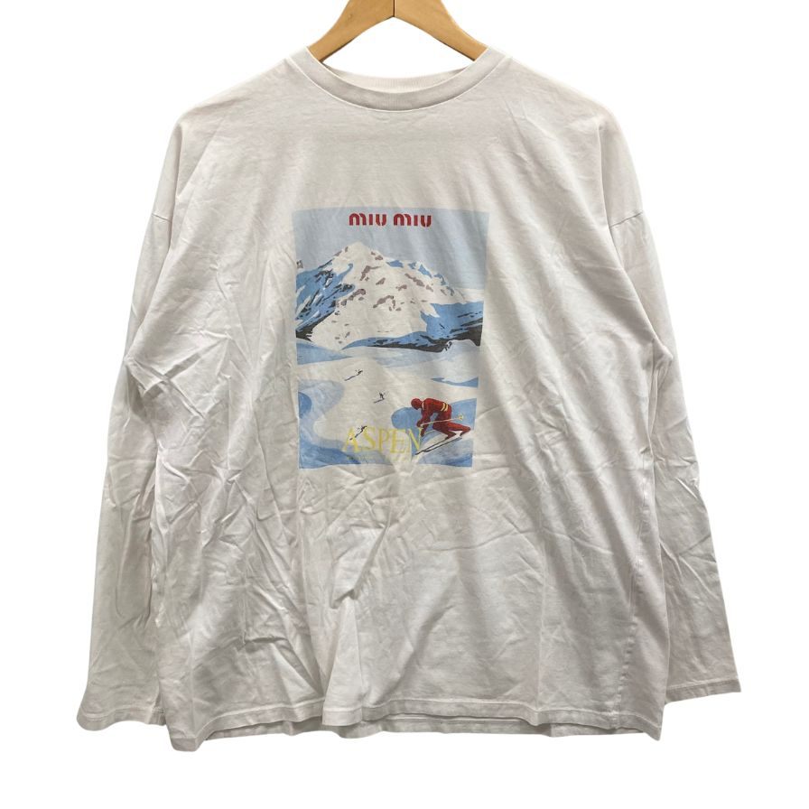 美品◆ミュウミュウ ロングスリーブTシャツ Mサイズ(170)MJ806 1Z3J MIUMIU 【AFB20】