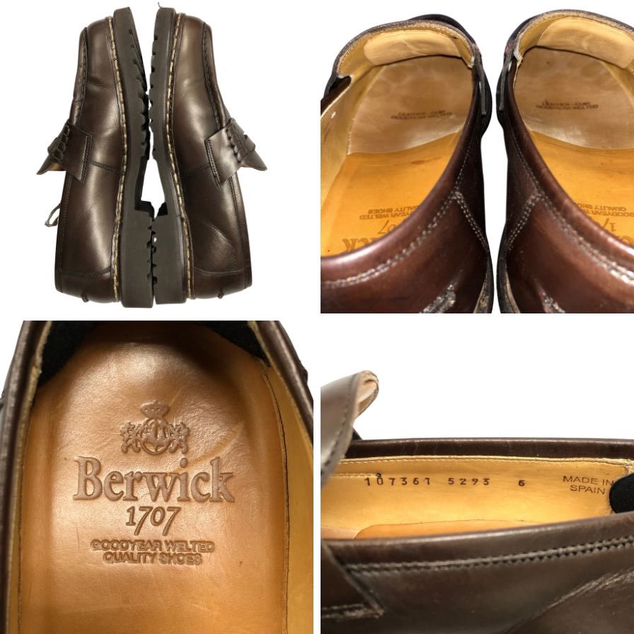 バーウィック コインローファー 5293 ボックスカーフ ブラウン メンズ サイズ25 Berwick 約25.0cm【AFD7】