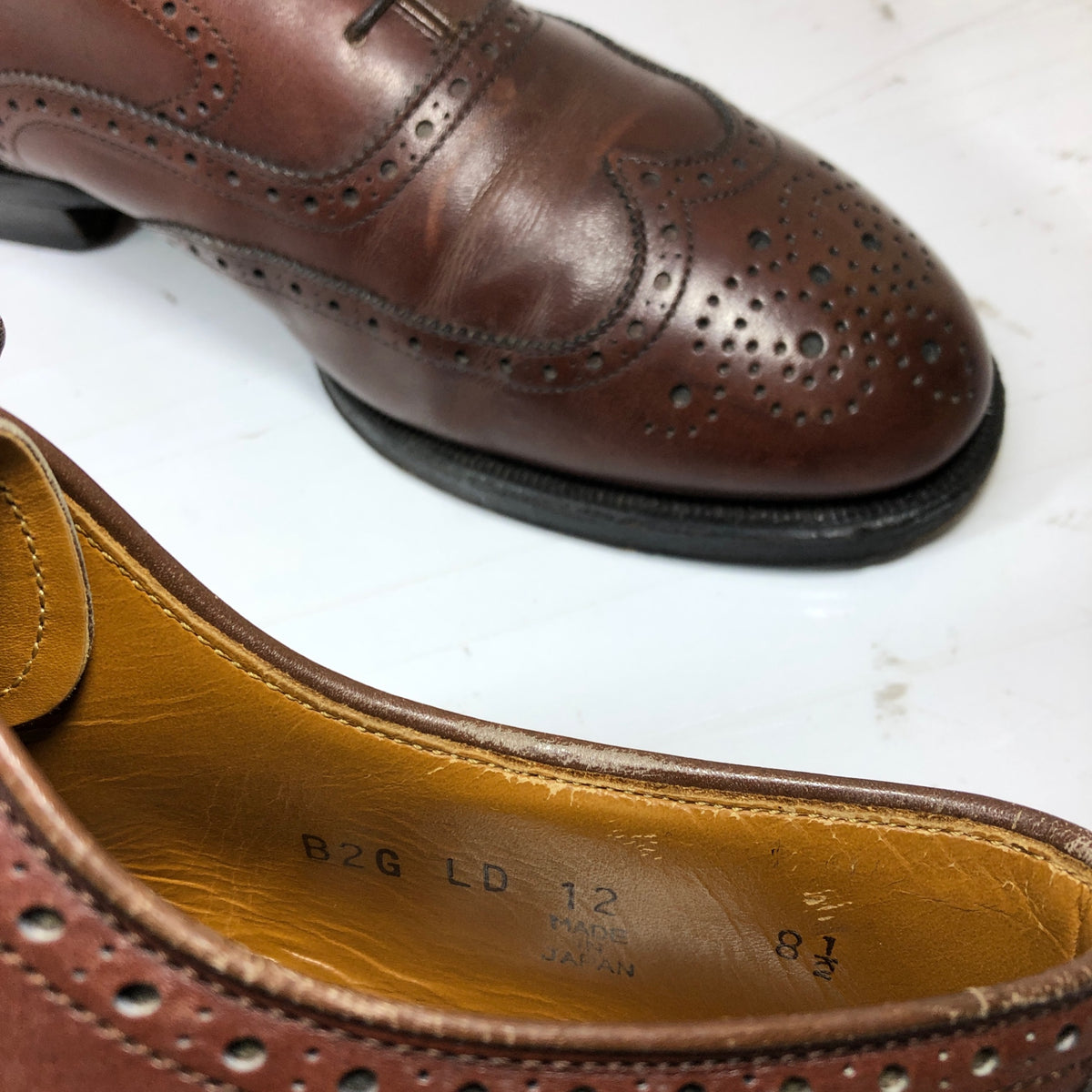 ジョンストン&マーフィー レザーシューズ ウイングチップ メンズ サイズ8.5 ブラウン JOHNSTON & MURPHY 約26.5cm【AFC1】