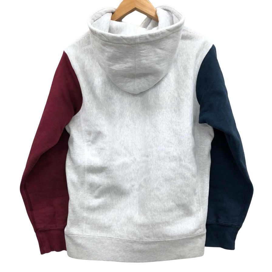 中古◆シュプリーム パーカー アーチロゴ マルチカラー スウェット フーディ カラーブロック メンズ サイズM グレー supreme 【AFB32】